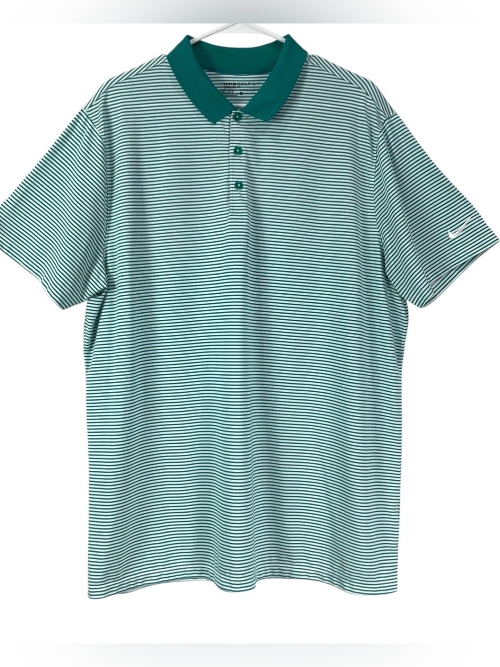 Nike Golf Polo Shirt Mens XL Dri Fit Swoosh Standard Fit Stretch Green - Picture 11 of 11